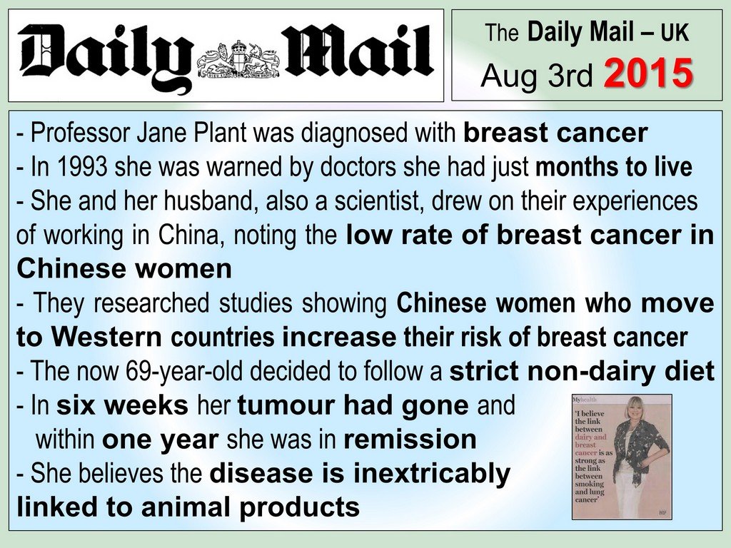 AVOID MILK AND DAIRY TO CURE BREAST CANCER - CHINA