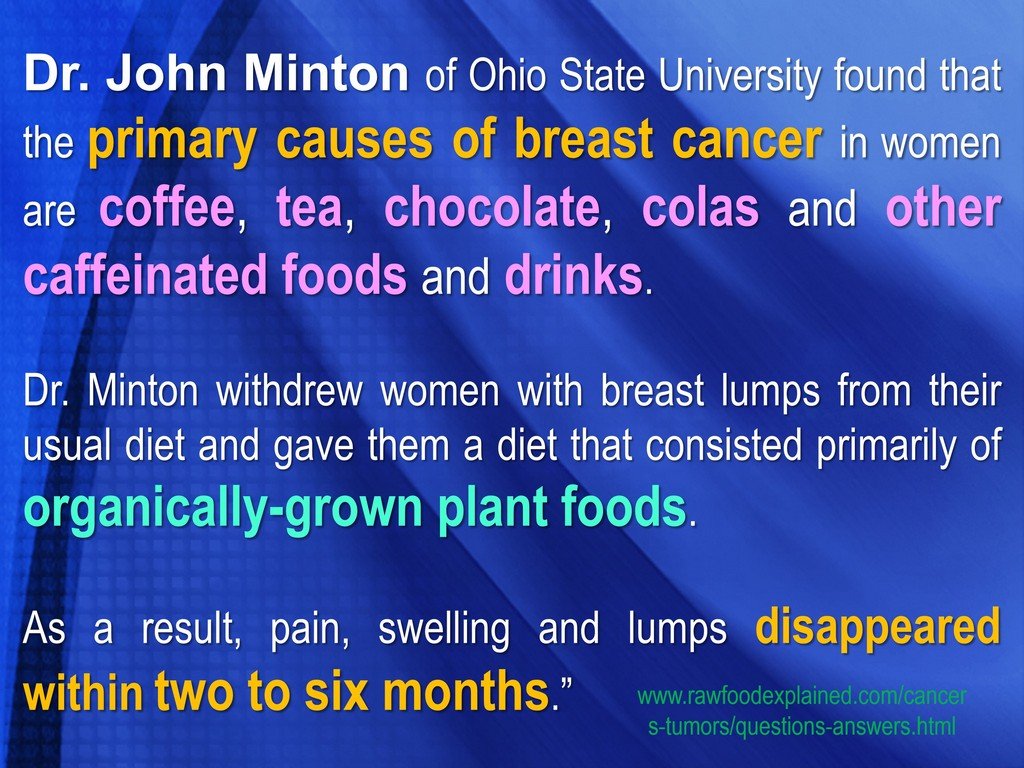 caffeine (coffee, tea, cola drinks, etc.), theobromine (chocolate) breast cancer